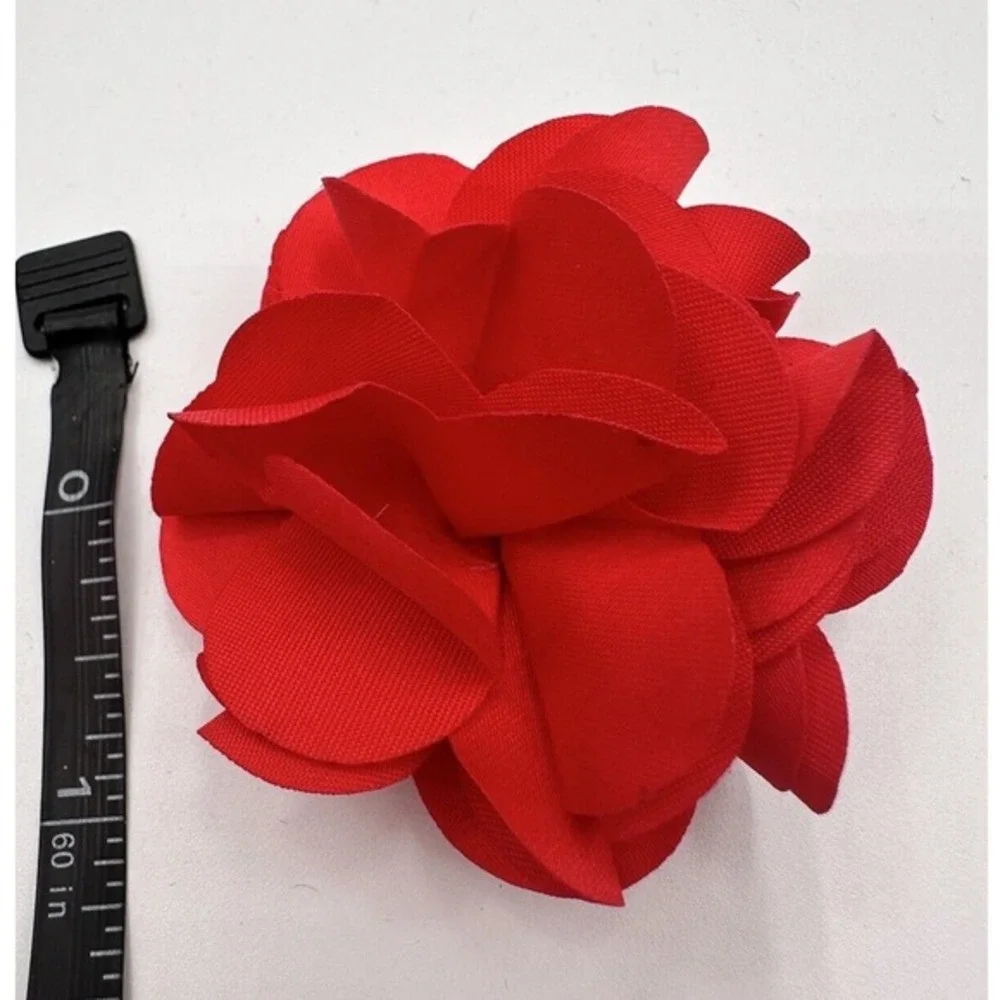 Red Fabric Flower Hair Clip Alligator Pinch Floral Petal Brooch Chic Pin J-01‎
